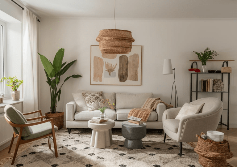 Modernes Boho Wohnzimmer gestalten – 18 wertvolle Tipps