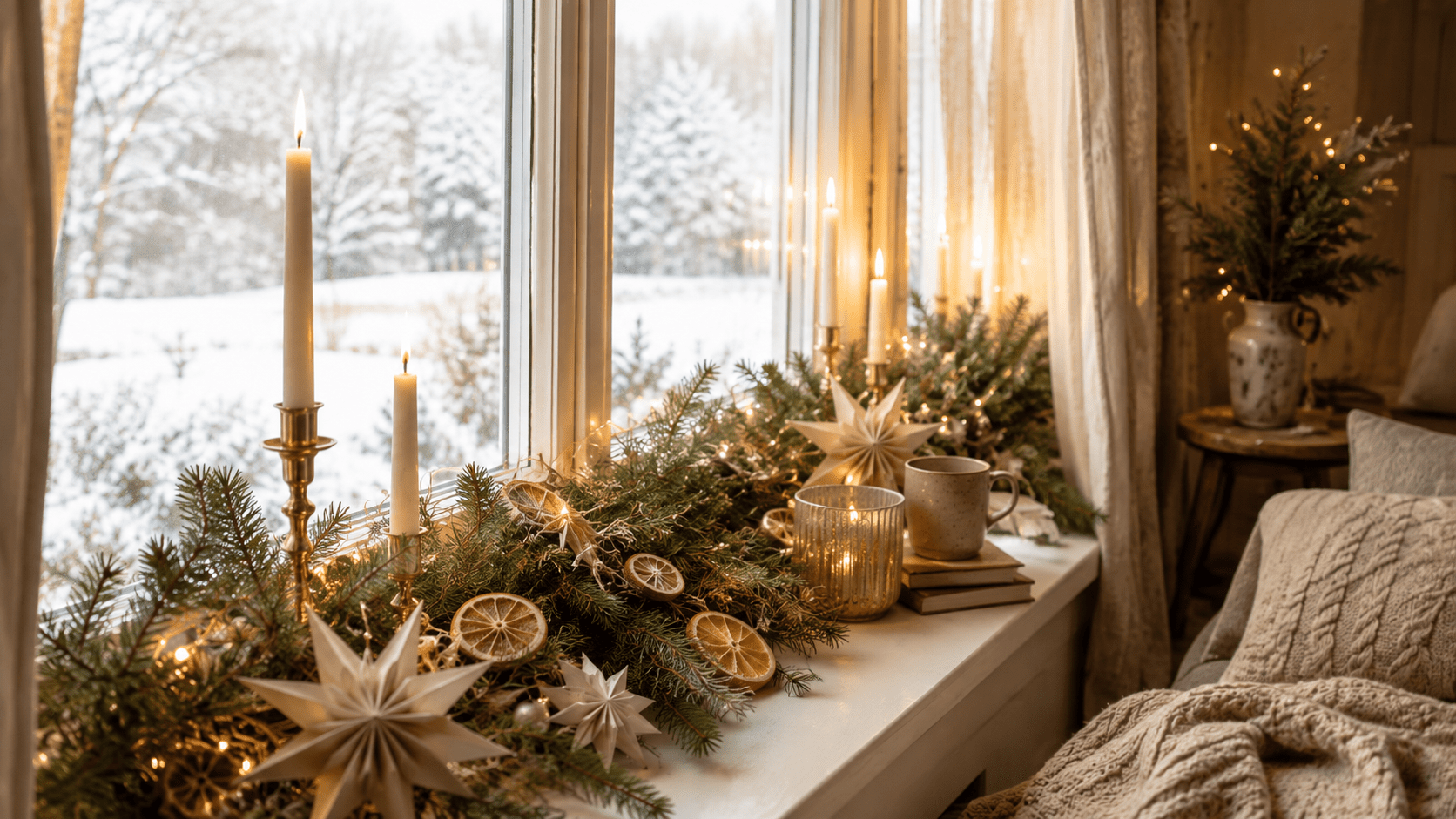 Weihnachtliche Fensterbank: 21 gemütliche Deko Ideen